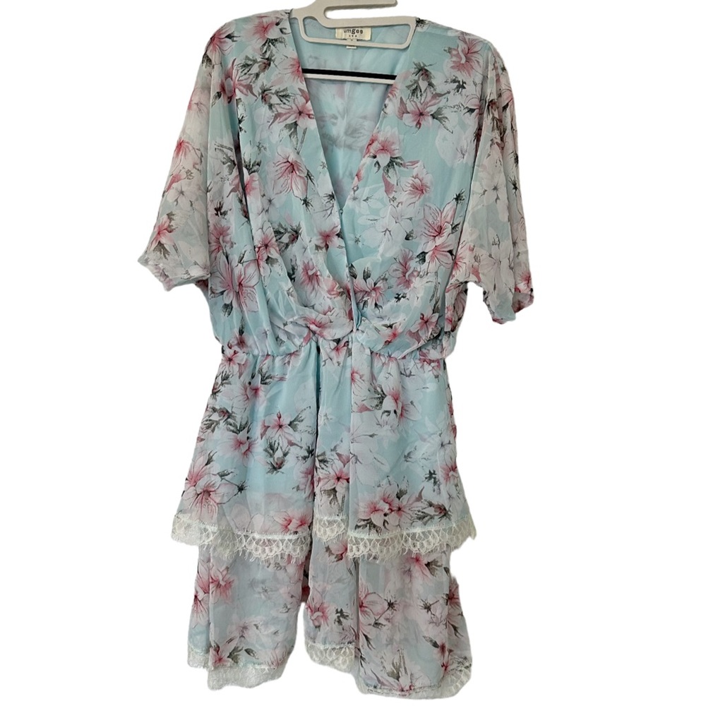 Umgee boho cottagecore Floral tier Dress Women size Small